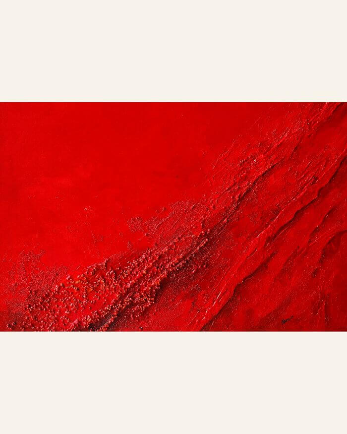 Original Painting in Fierce Red with White Frame