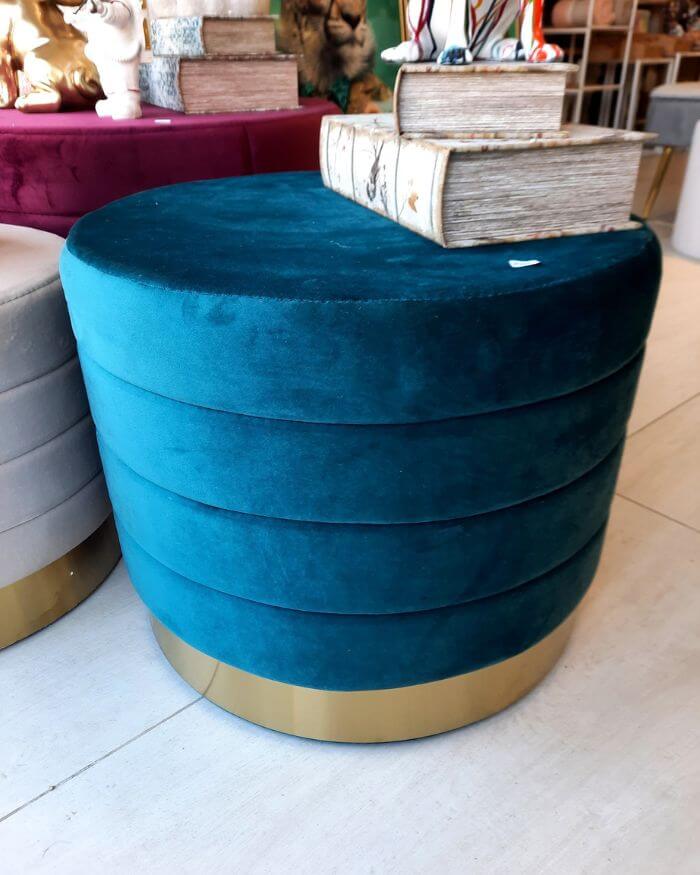 Blue Velvet Stool