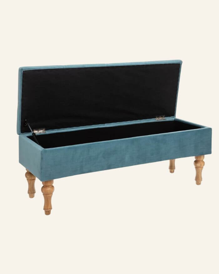 Blue Velvet Storage Bench