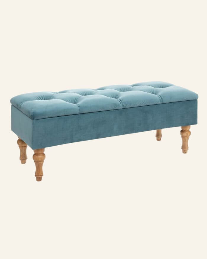 Blue Velvet Storage Bench