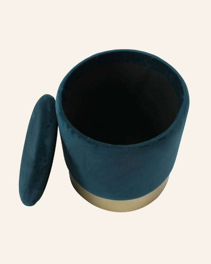 Blue Velvet Storage Stool