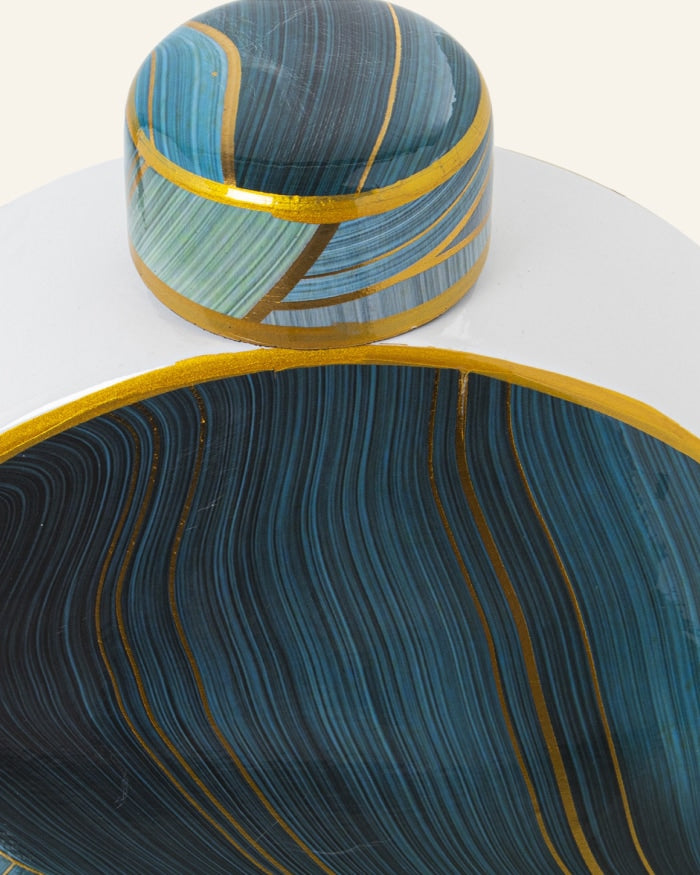 Blue White and Gold Round Jar