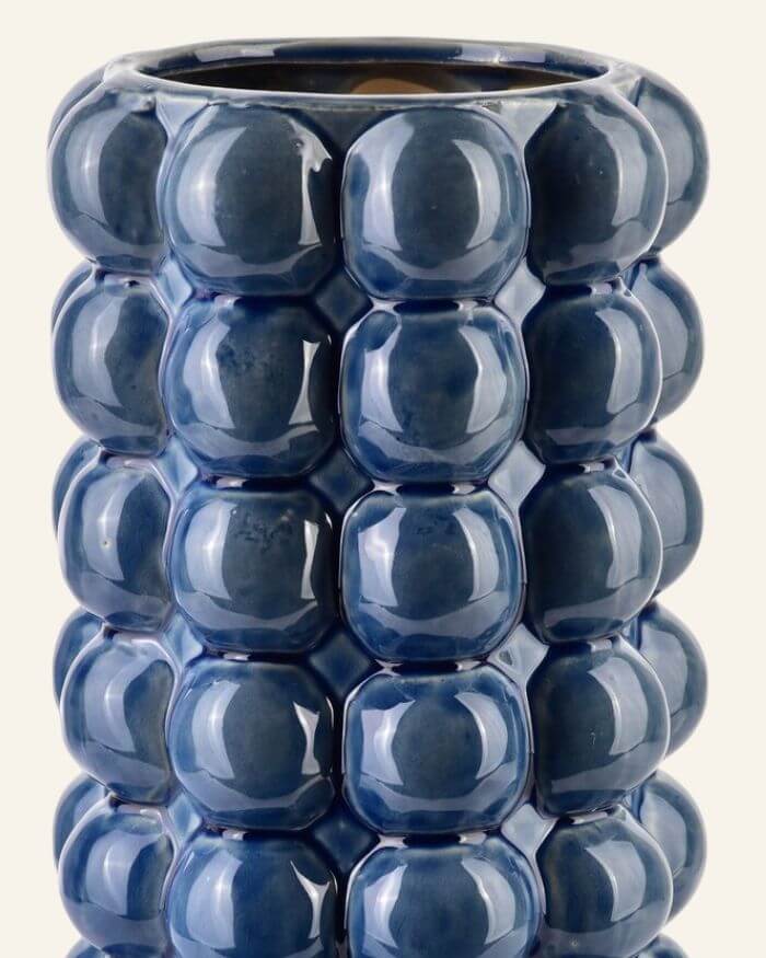 Ceramic Blue Vase with Bubbles