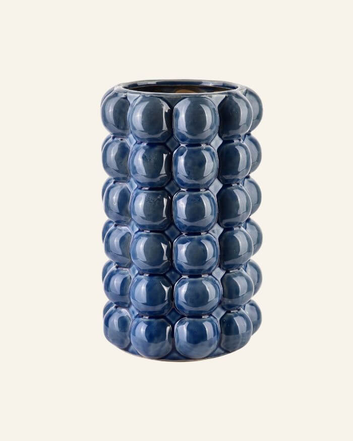 Ceramic Blue Vase with Bubbles