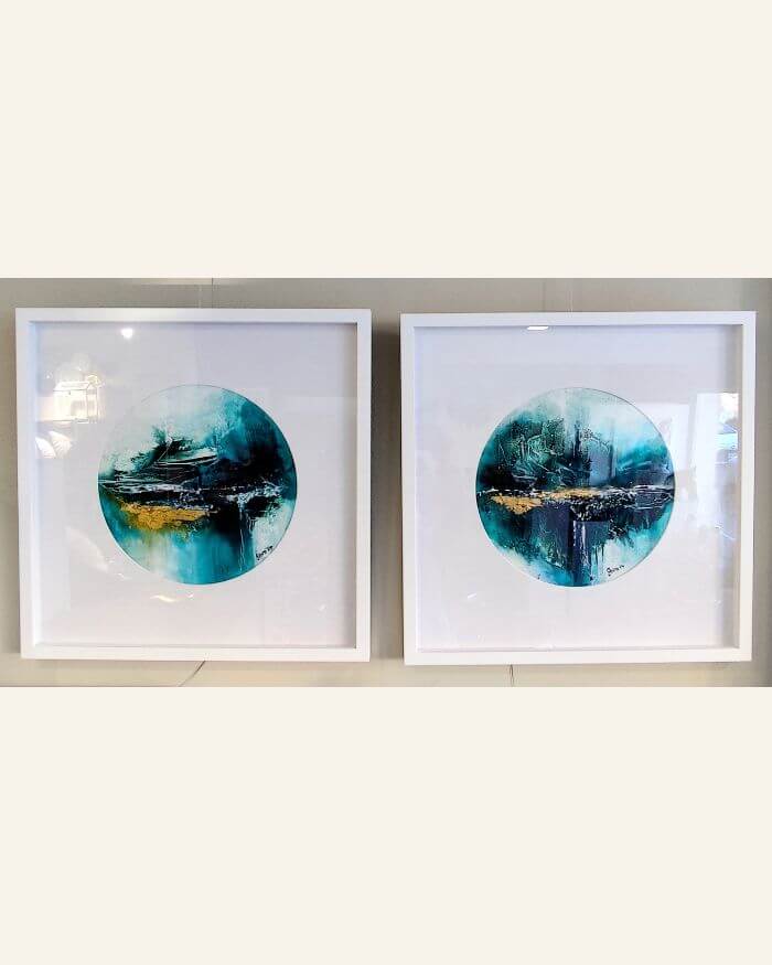 Cold Fusion' Painting in Acrylic with White Frame