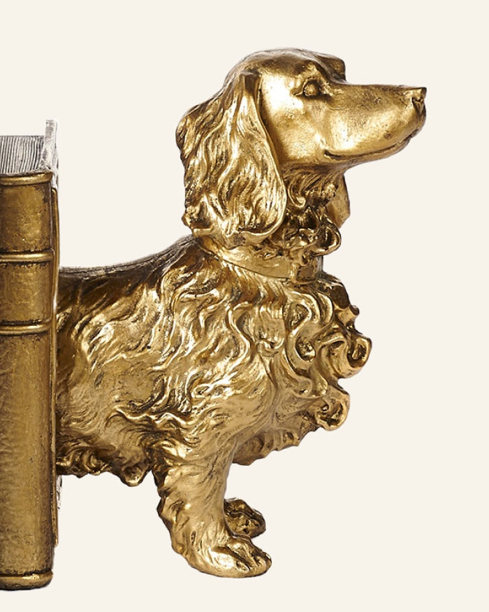 Dachshund Dog Bookends in Gold