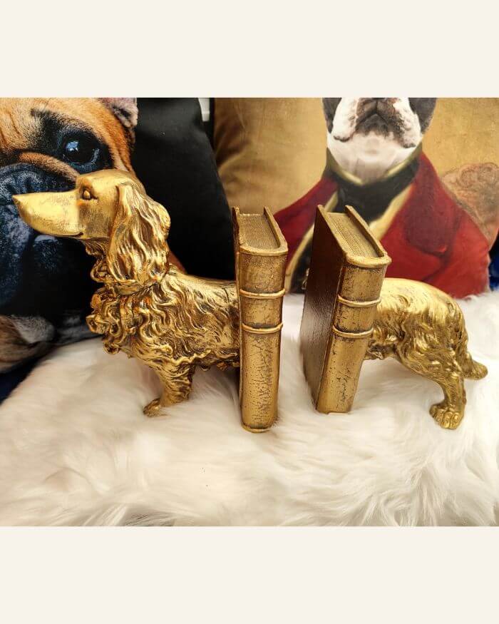 Dachshund Dog Bookends in Gold