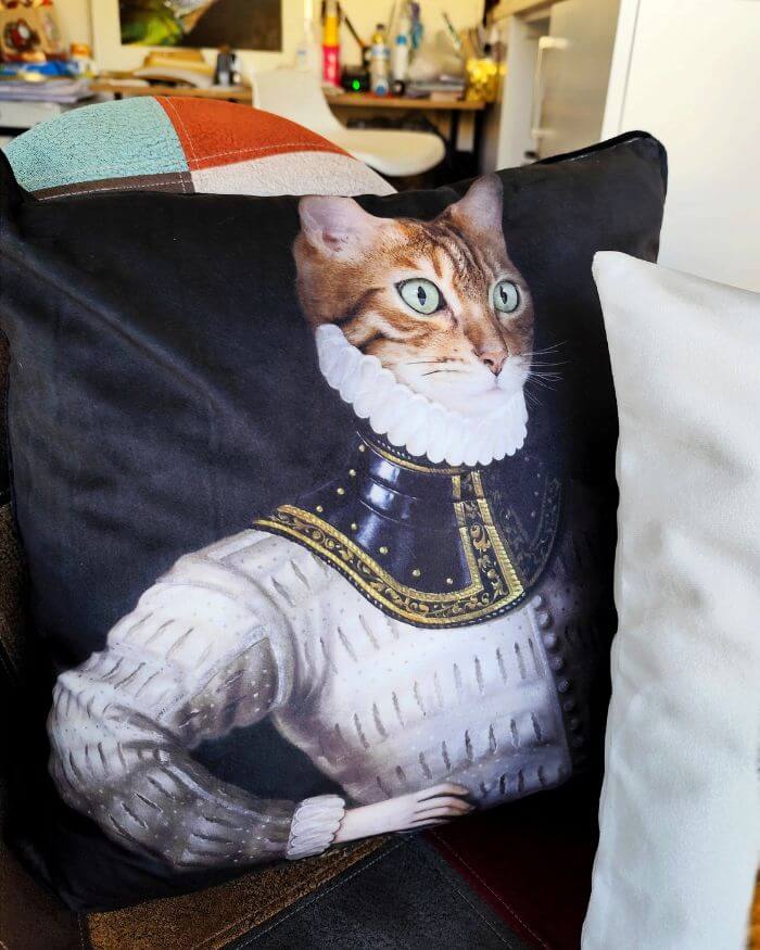 Elegant Orange Cat Cushion