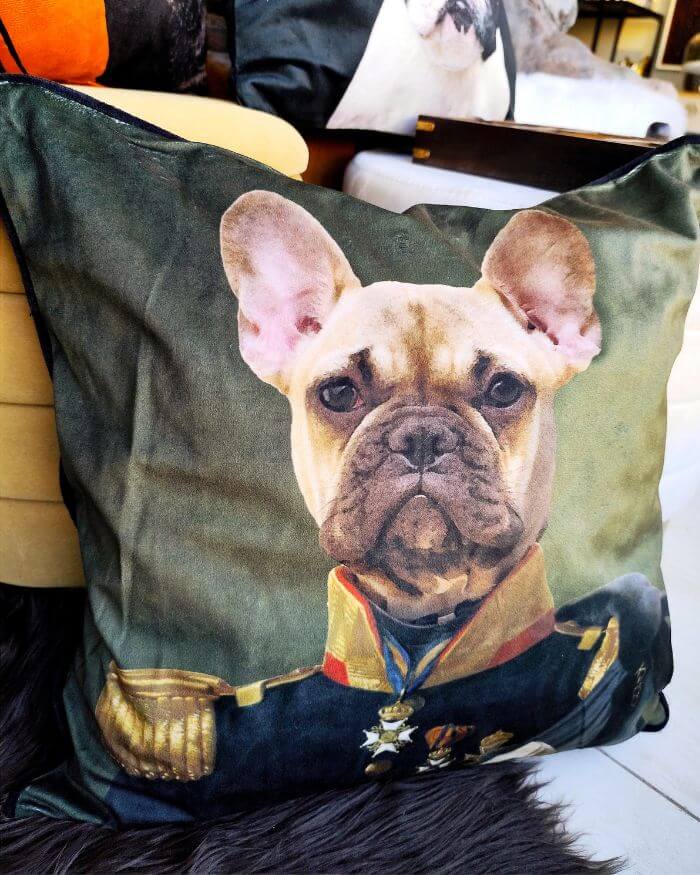 Frenchie Cushion in Green