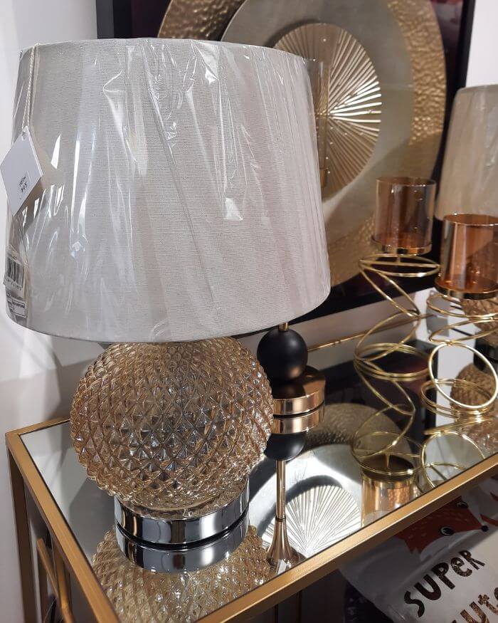 Glass Table Lamp Champage Cream Colour