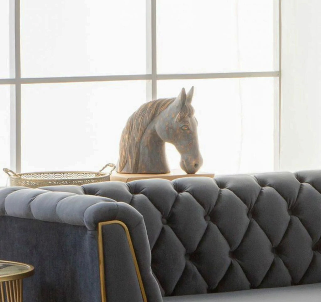 GOLD BLUISH-GREY HORSE STATUE