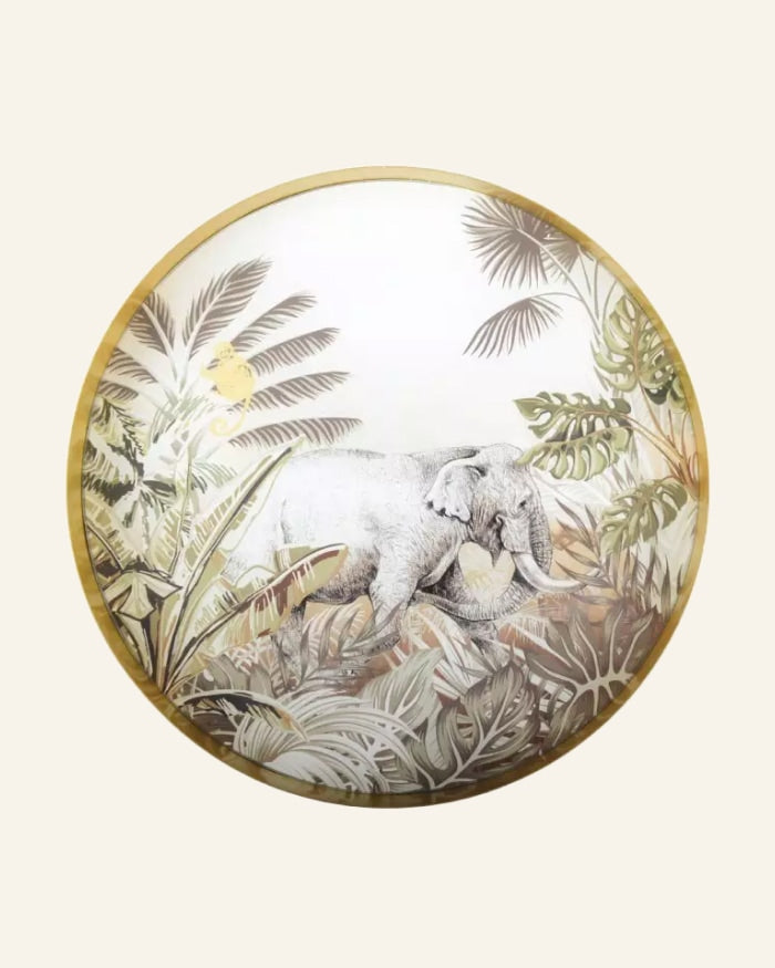Gold Round Tray Elephant Design