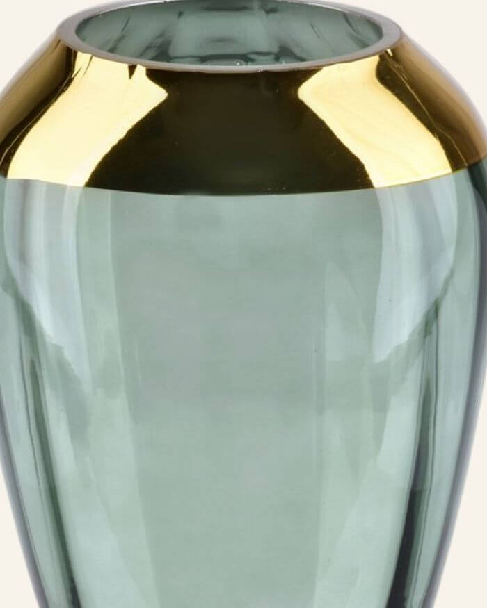 Green and Gold Glass Vase