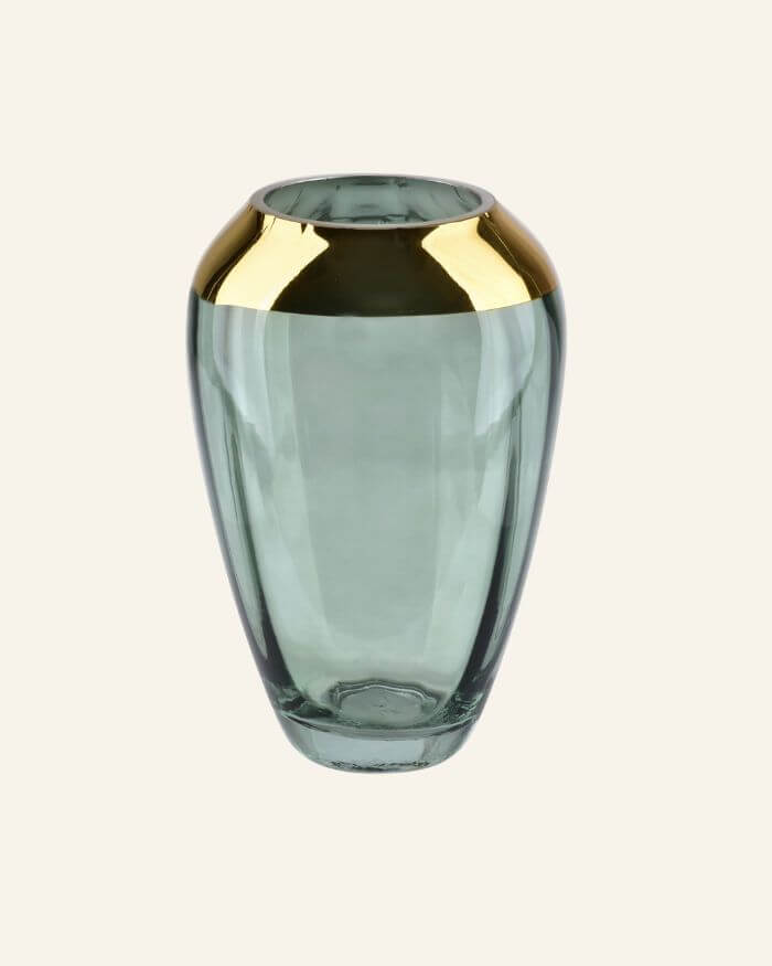 Green and Gold Glass Vase