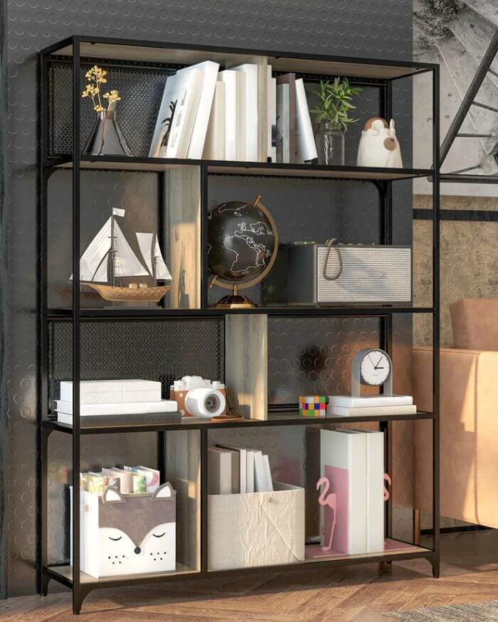 Industrial Bookshelf with 5 Levels