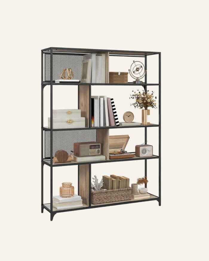 Industrial Bookshelf with 5 Levels