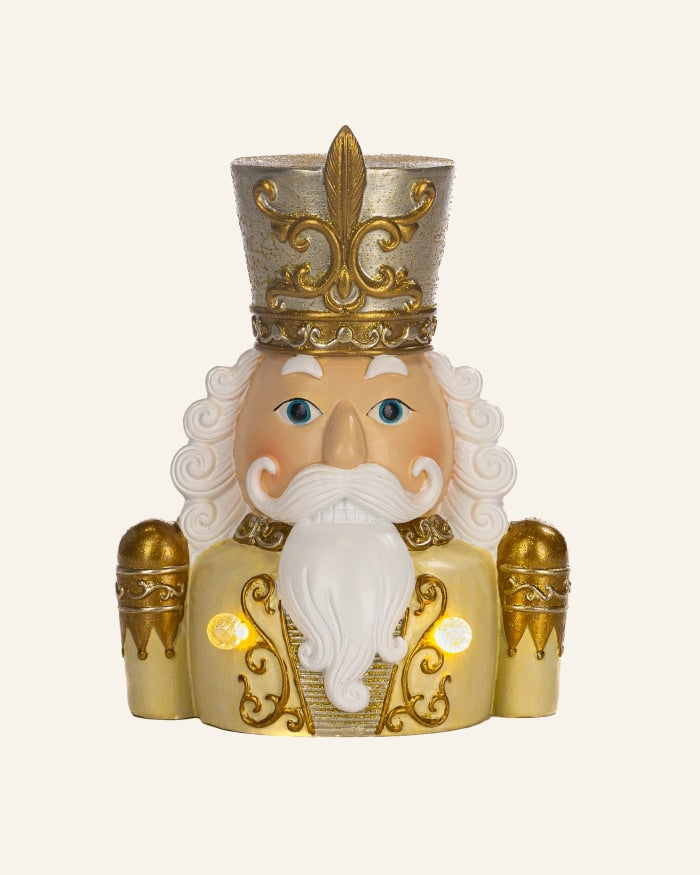LED Nutcracker Bust in Cream and Gold