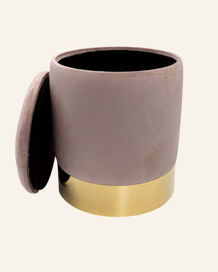 Light Pink Velvet Storage Stool