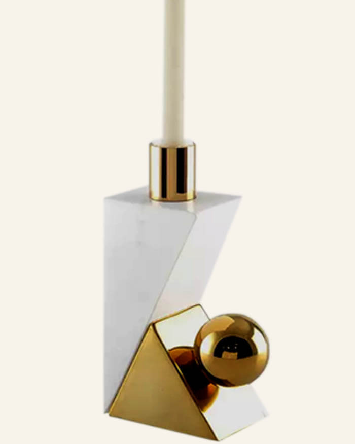 Marble Golden Candle Holder