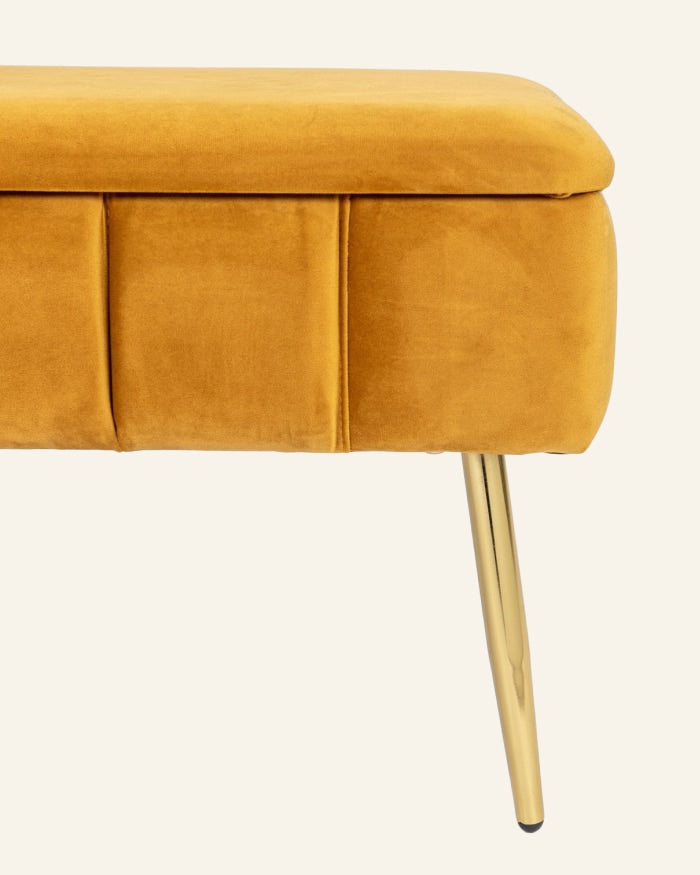Mustard Velvet Storage Bench