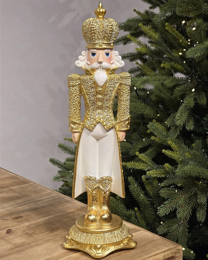 Nutcracker on Base in Cream and Gold