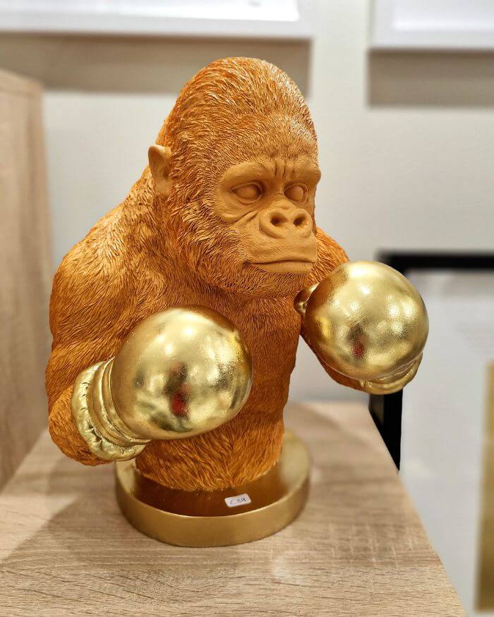 Orange Gorilla with Gold Boxing Gloves