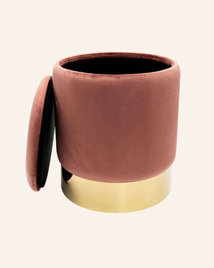 Rose Gold Velvet Storage Stool
