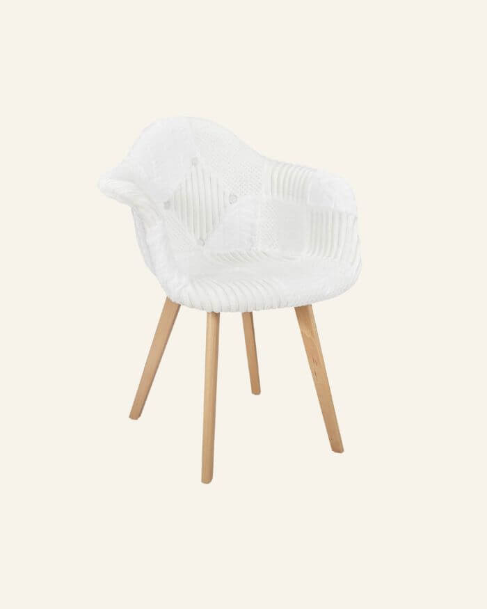 Scandinavian White Patchwork Armchair