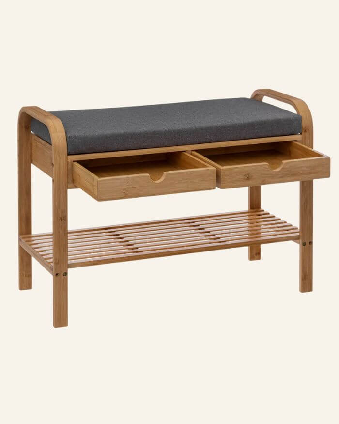 Shoe Bench in Wood and Grey