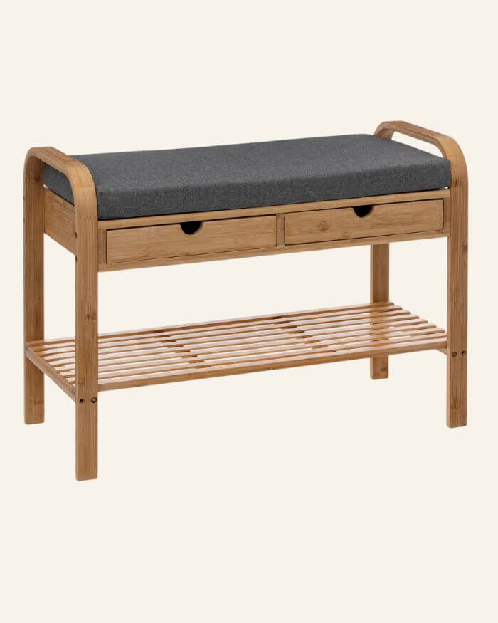 Shoe Bench in Wood and Grey