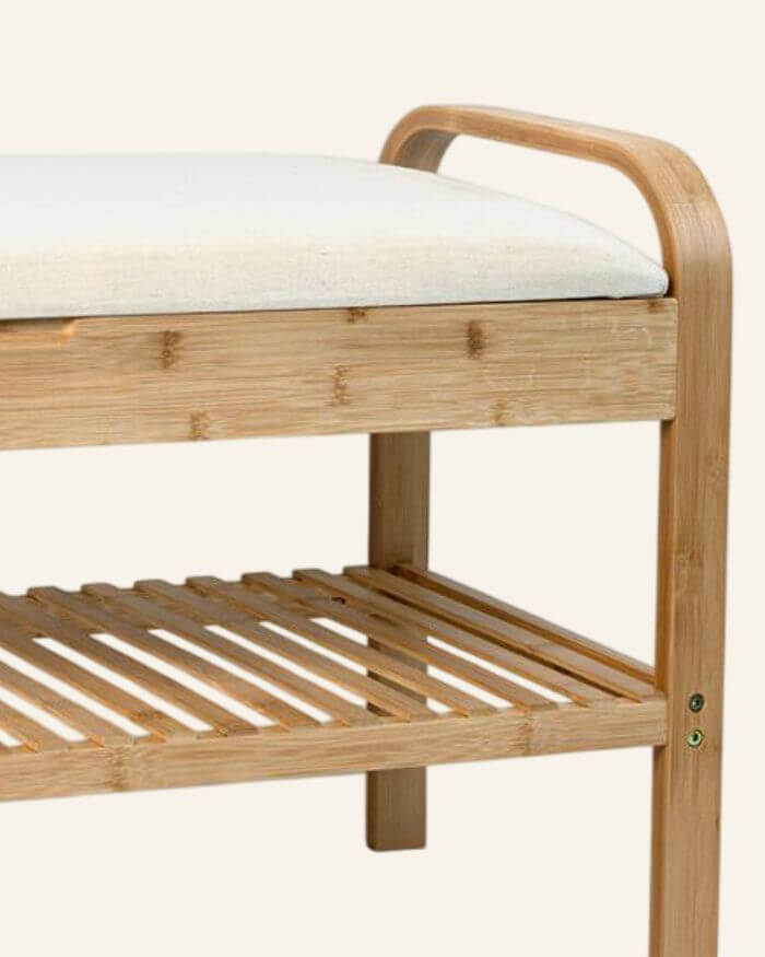 Shoe Bench in Wood and White