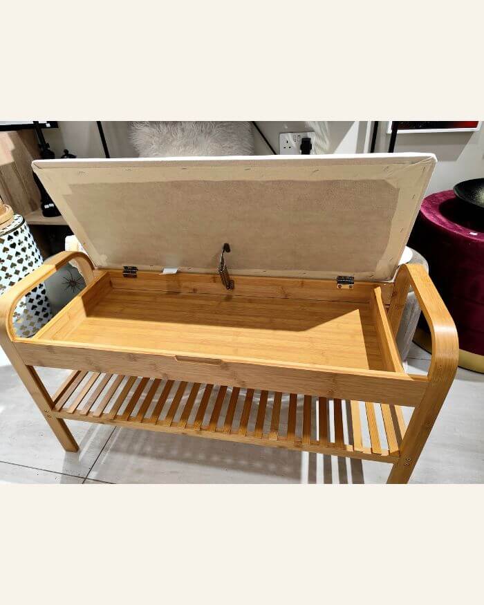 Shoe Bench in Wood and White