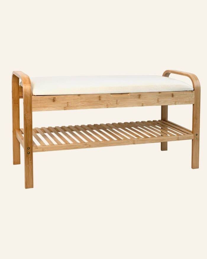Shoe Bench in Wood and White