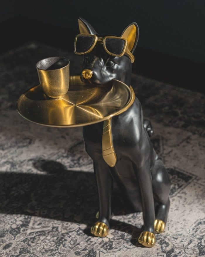 Sitting dog with Tray