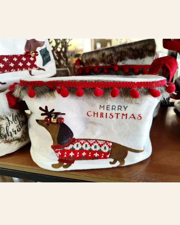 Storage Basket Merry Christmas Sausgae Dog