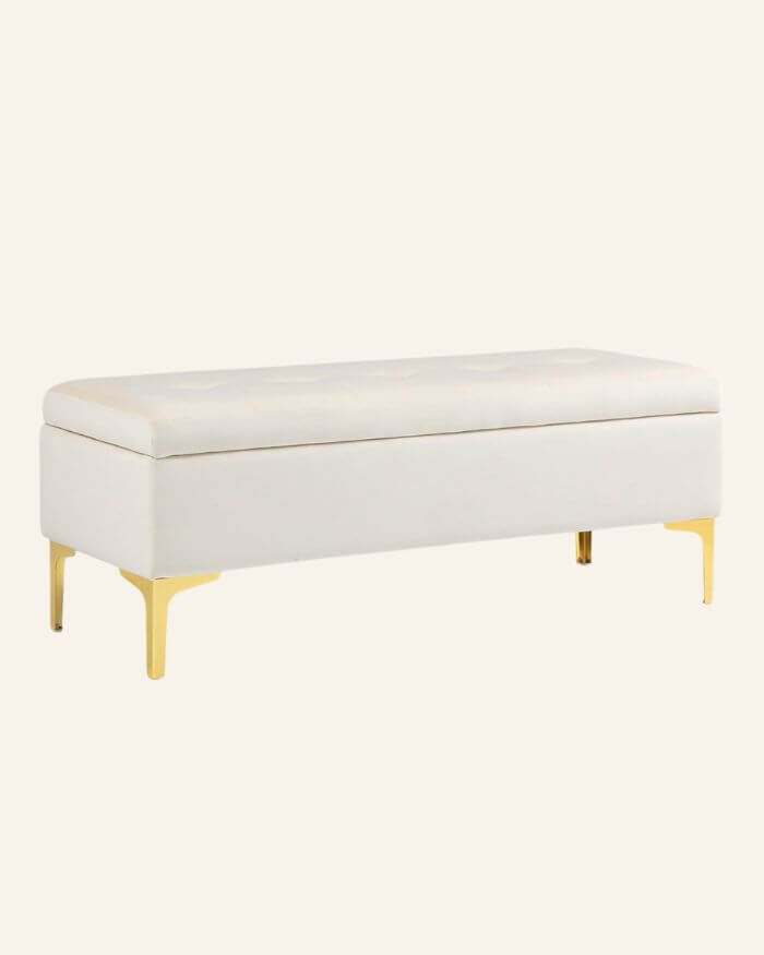Storage Bench in Velvet Light Grey