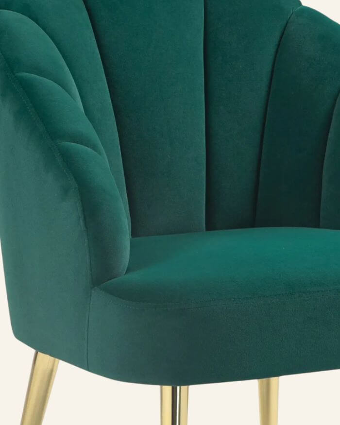 Velvet Armchair in Green with Backrest BY ORDER