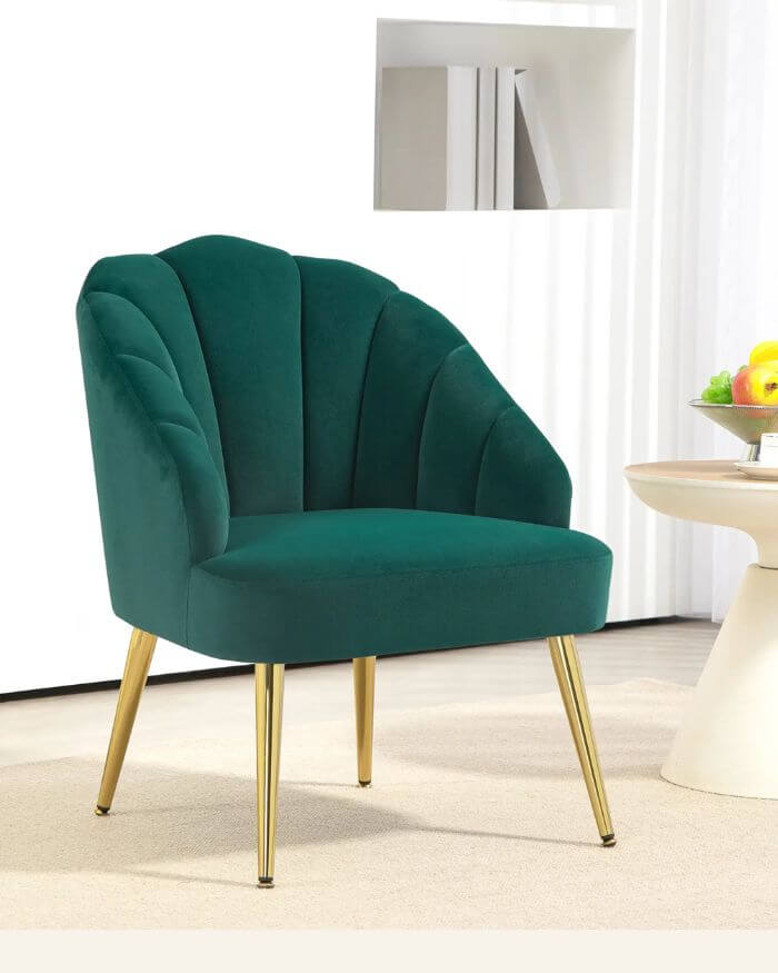 Velvet Armchair in Green with Backrest BY ORDER