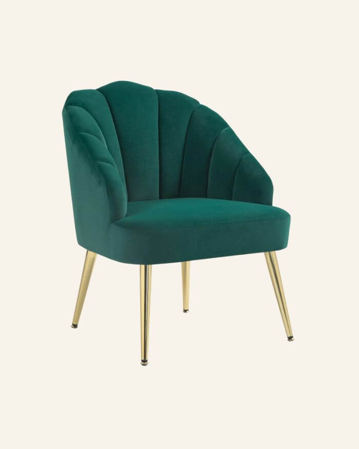 Velvet Armchair in Green with Backrest BY ORDER