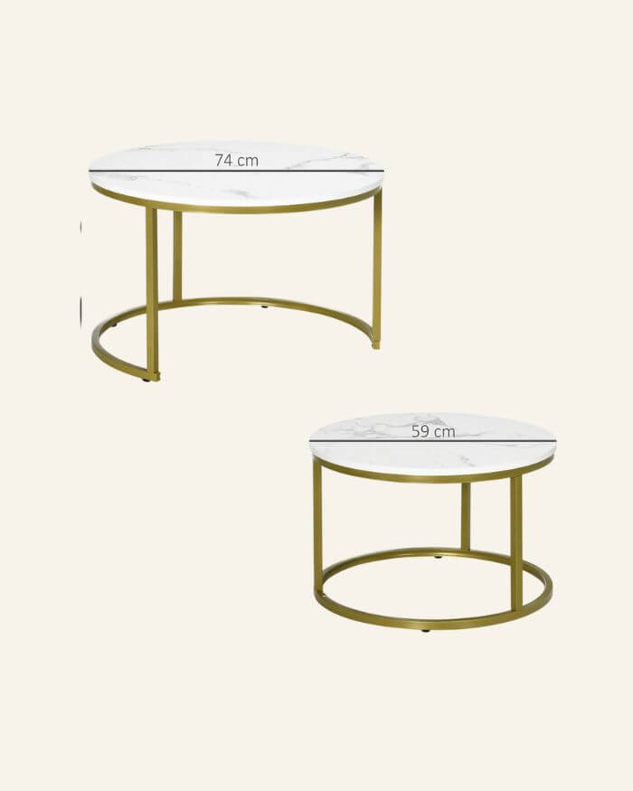 White and Gold round coffee table