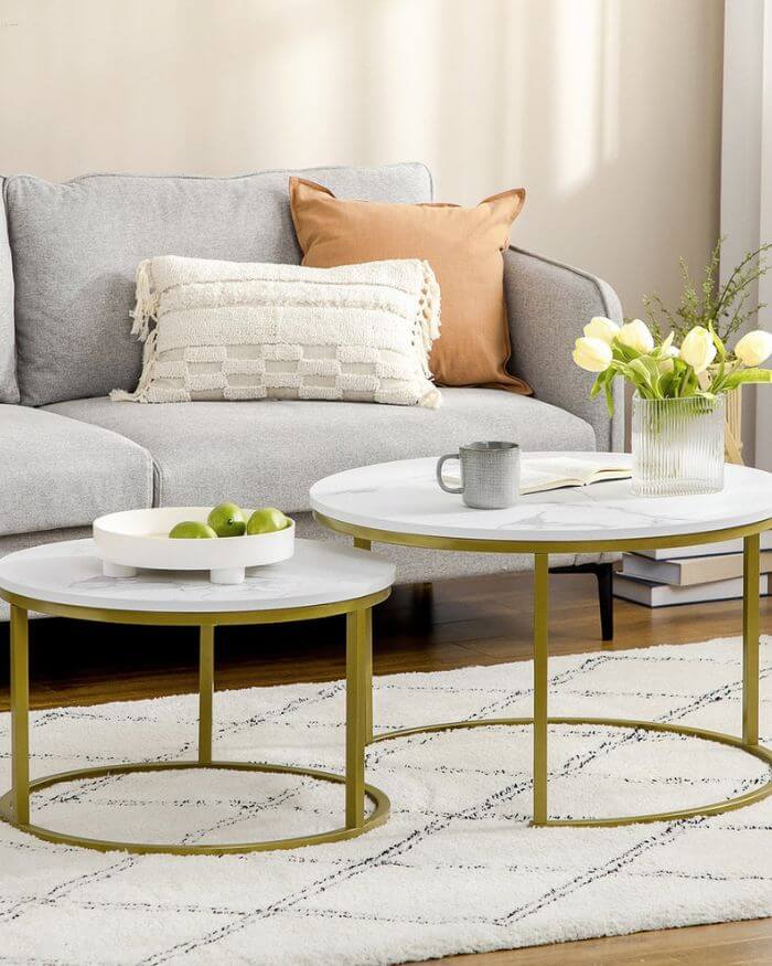 White and Gold round coffee table