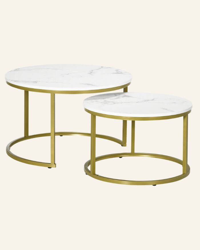 White and Gold round coffee table