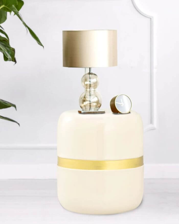 White and Gold Side Table