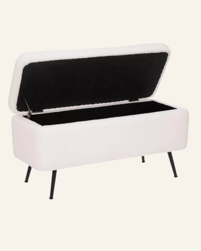 White Storage Bench with Black Legs
