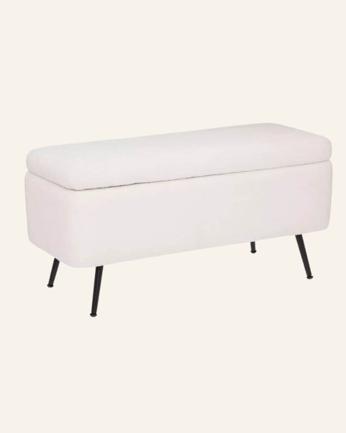 White Storage Bench with Black Legs