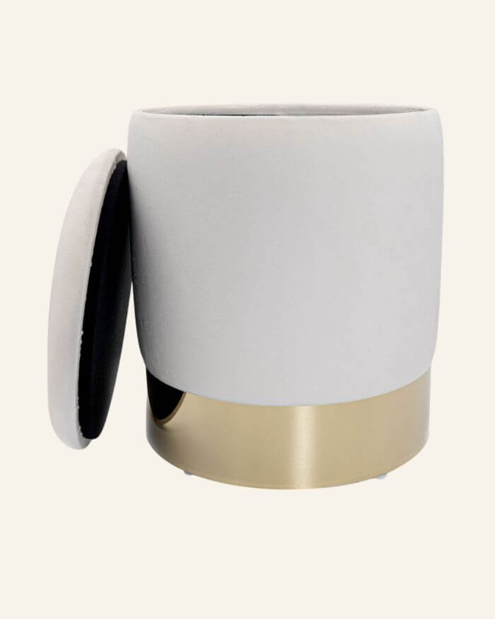 White Velvet Storage Stool