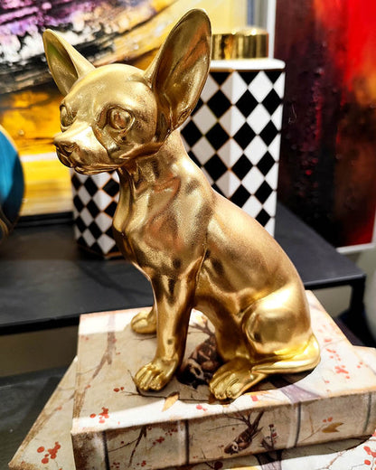 Chihuahua Dog Figurine in Gold