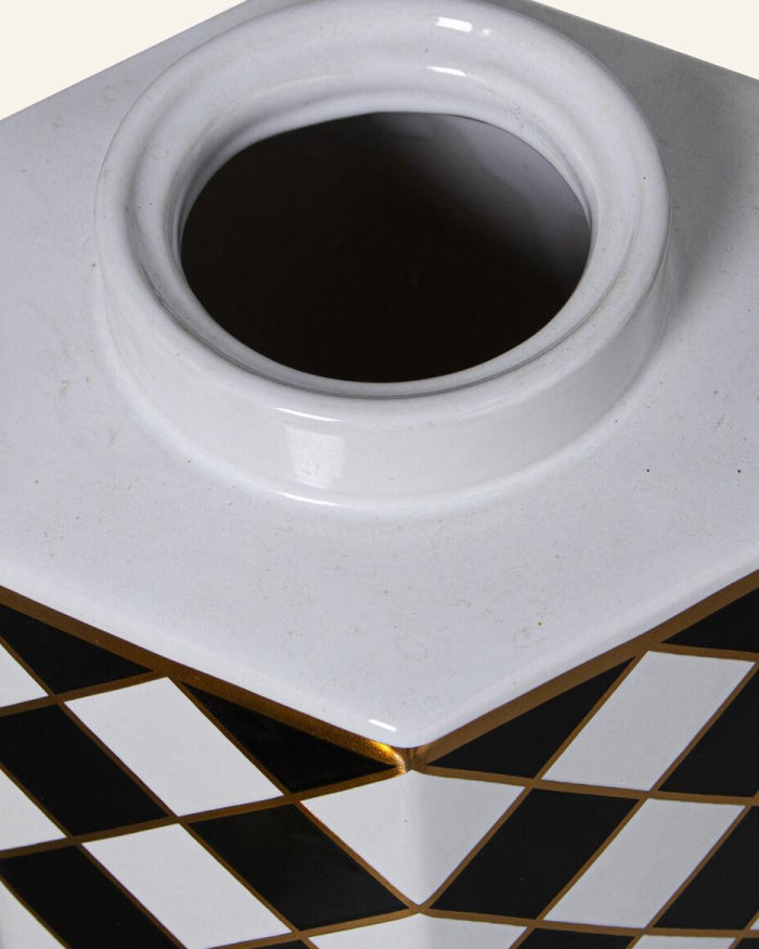 Black White and Gold Hexagon Jar (Small)