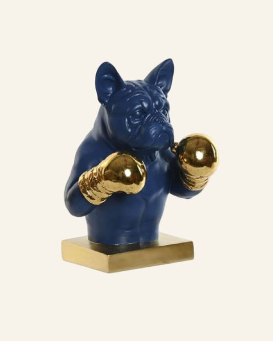 Blue Dog with Gold Boxing Gloves