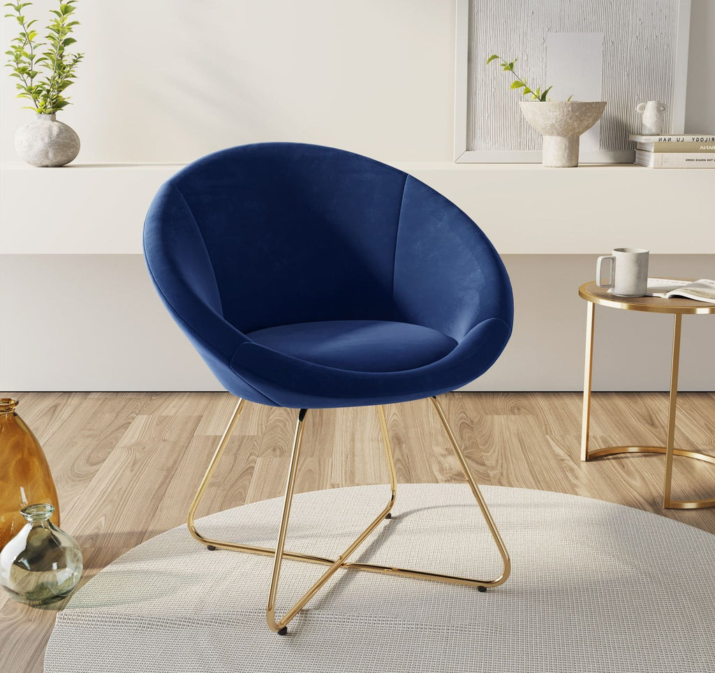 BLUE GOLD VELVET ARMCHAIR